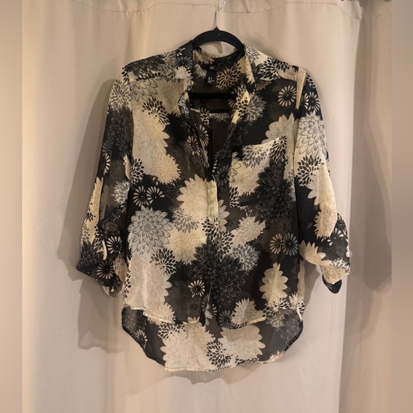 H&M See Through Floral Black and Tan  Women's Blouse - Picture 1 of 8